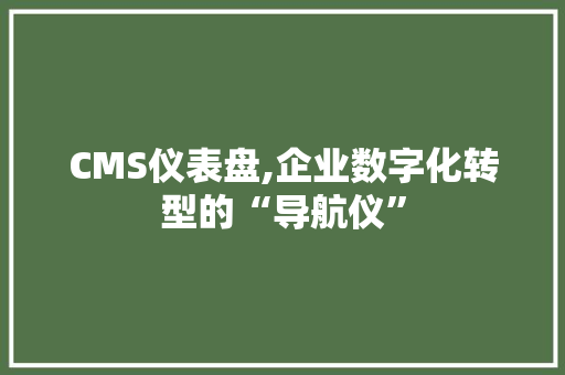 CMS仪表盘,企业数字化转型的“导航仪” HTML