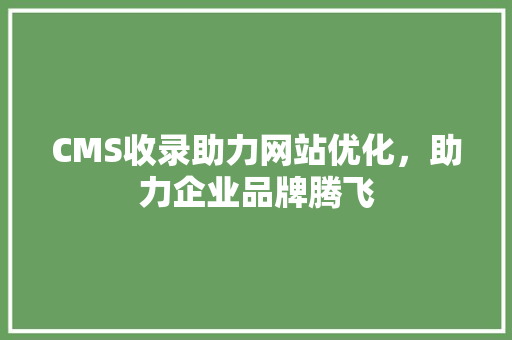 CMS收录助力网站优化，助力企业品牌腾飞