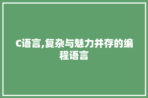 C语言,复杂与魅力并存的编程语言 SQL