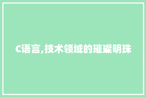 C语言,技术领域的璀璨明珠