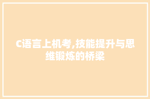 C语言上机考,技能提升与思维锻炼的桥梁