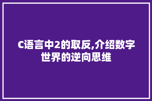 C语言中2的取反,介绍数字世界的逆向思维