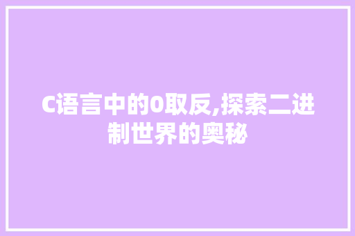 C语言中的0取反,探索二进制世界的奥秘