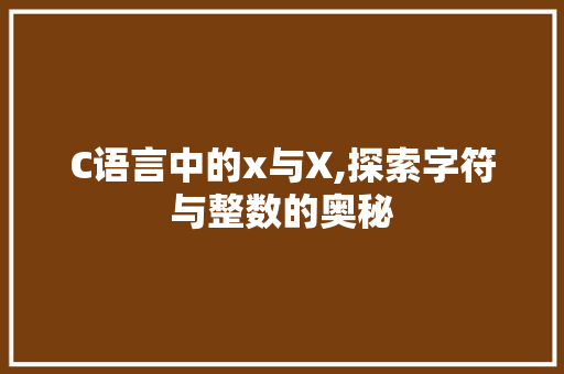 C语言中的x与X,探索字符与整数的奥秘 Webpack