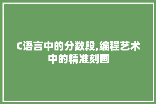 C语言中的分数段,编程艺术中的精准刻画 Java