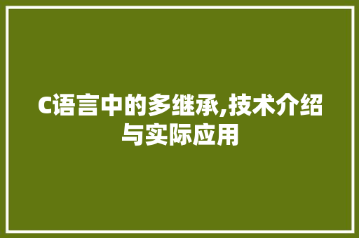 C语言中的多继承,技术介绍与实际应用 Webpack