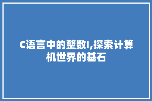 C语言中的整数I,探索计算机世界的基石