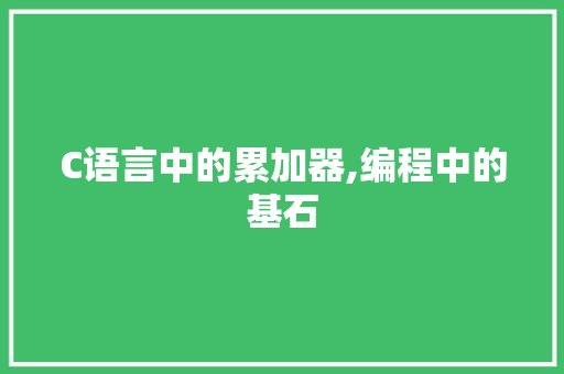 C语言中的累加器,编程中的基石