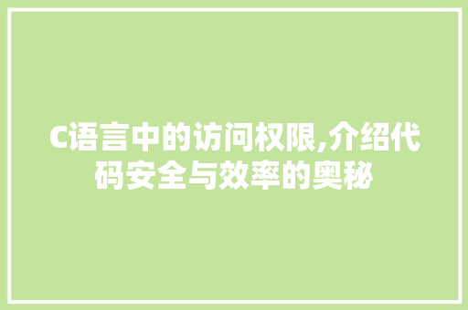 C语言中的访问权限,介绍代码安全与效率的奥秘