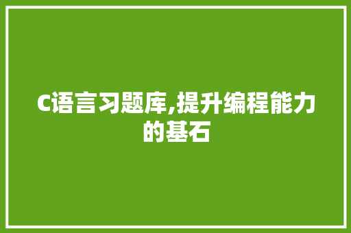 C语言习题库,提升编程能力的基石