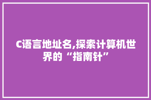 C语言地址名,探索计算机世界的“指南针”