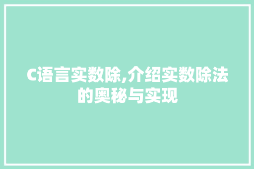 C语言实数除,介绍实数除法的奥秘与实现