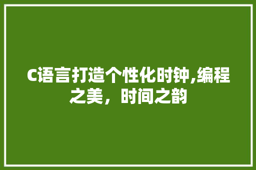 C语言打造个性化时钟,编程之美，时间之韵