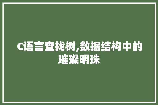 C语言查找树,数据结构中的璀璨明珠