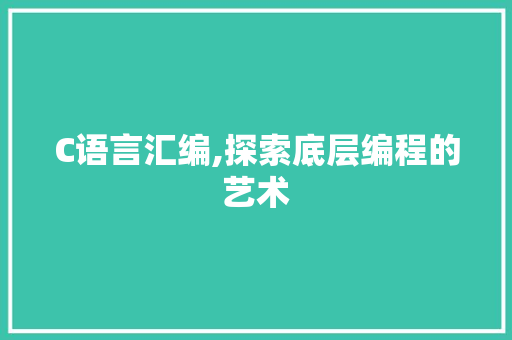 C语言汇编,探索底层编程的艺术