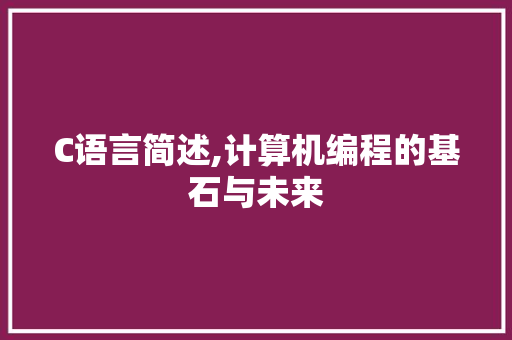 C语言简述,计算机编程的基石与未来