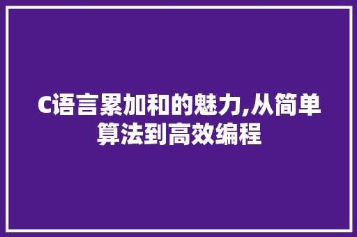 C语言累加和的魅力,从简单算法到高效编程