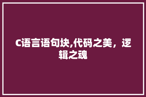 C语言语句块,代码之美，逻辑之魂