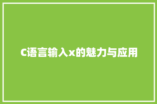 C语言输入x的魅力与应用