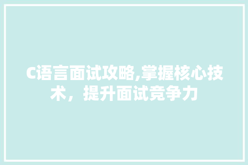 C语言面试攻略,掌握核心技术，提升面试竞争力 RESTful API