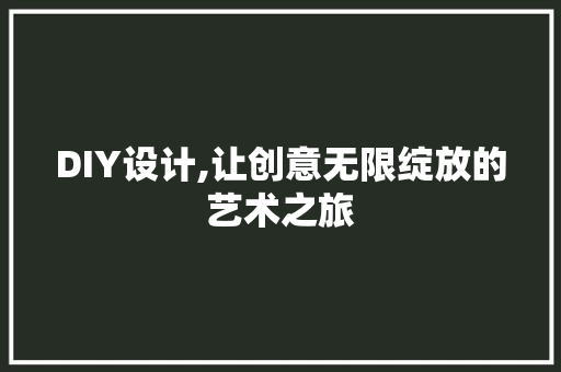 DIY设计,让创意无限绽放的艺术之旅