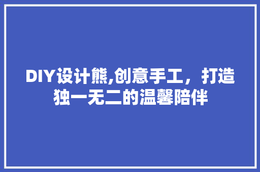 DIY设计熊,创意手工，打造独一无二的温馨陪伴