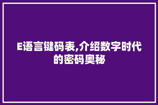 E语言键码表,介绍数字时代的密码奥秘