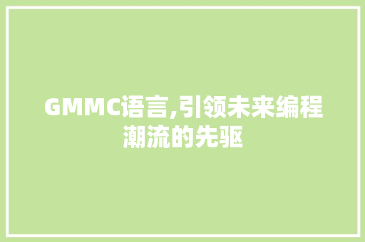 GMMC语言,引领未来编程潮流的先驱