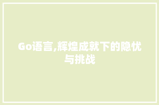 Go语言,辉煌成就下的隐忧与挑战