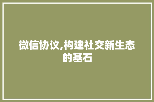 微信协议,构建社交新生态的基石