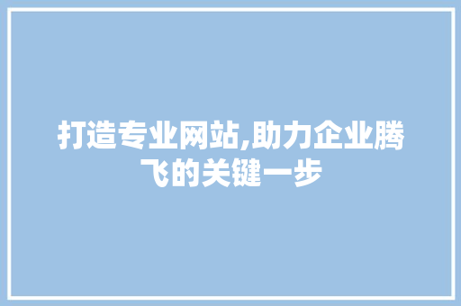 打造专业网站,助力企业腾飞的关键一步