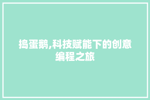 捣蛋鹅,科技赋能下的创意编程之旅 PHP