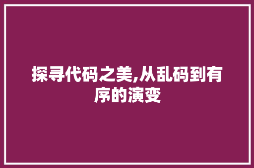 探寻代码之美,从乱码到有序的演变