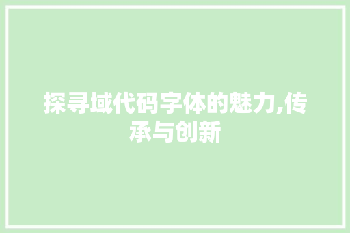 探寻域代码字体的魅力,传承与创新 CSS