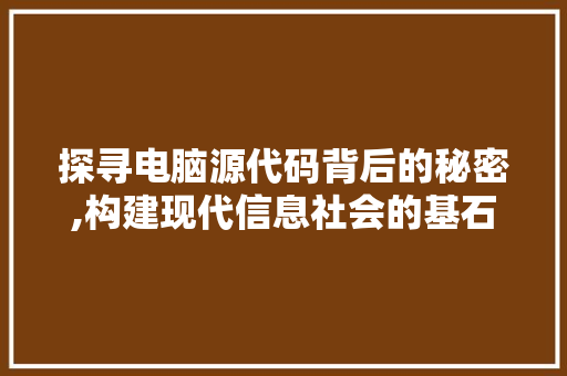 探寻电脑源代码背后的秘密,构建现代信息社会的基石