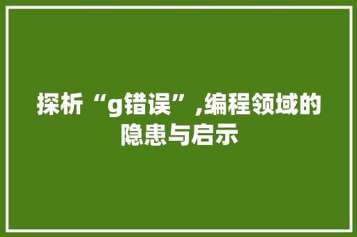 探析“g错误”,编程领域的隐患与启示