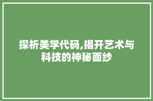 探析美学代码,揭开艺术与科技的神秘面纱