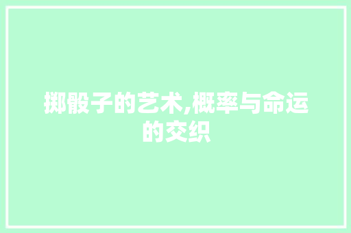 掷骰子的艺术,概率与命运的交织