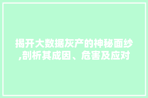 揭开大数据灰产的神秘面纱,剖析其成因、危害及应对步骤