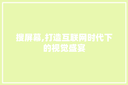 搜屏幕,打造互联网时代下的视觉盛宴