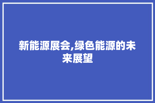 新能源展会,绿色能源的未来展望