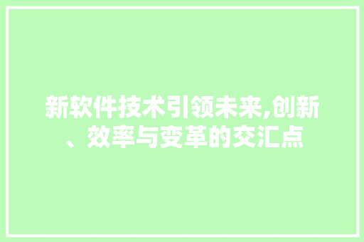 新软件技术引领未来,创新、效率与变革的交汇点