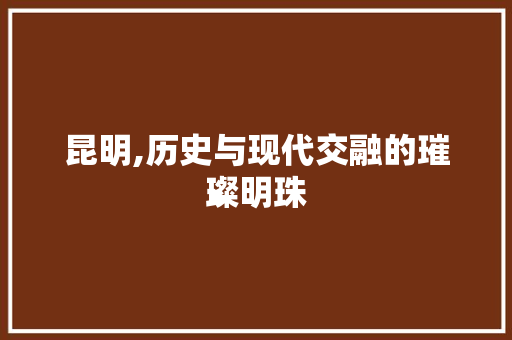 昆明,历史与现代交融的璀璨明珠