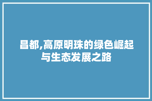 昌都,高原明珠的绿色崛起与生态发展之路