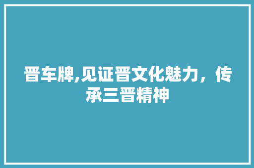 晋车牌,见证晋文化魅力，传承三晋精神