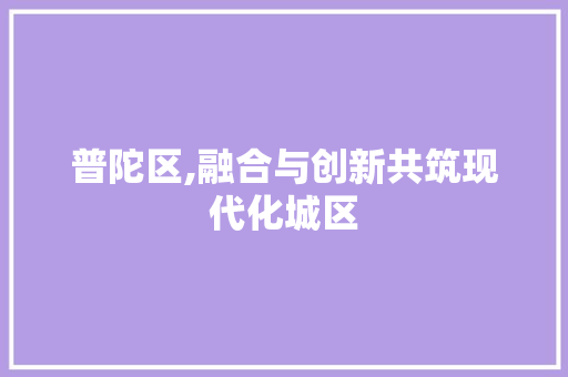 普陀区,融合与创新共筑现代化城区