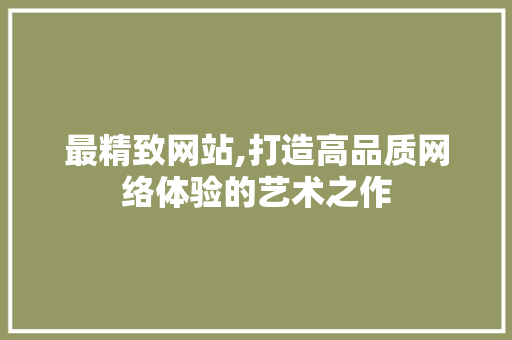 最精致网站,打造高品质网络体验的艺术之作