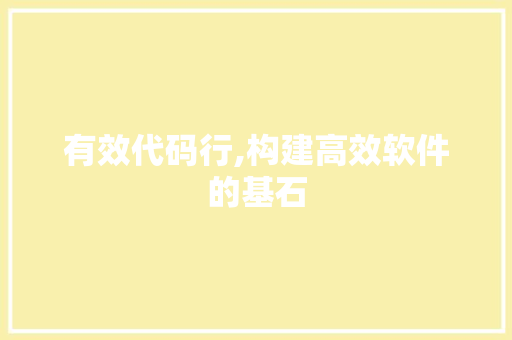 有效代码行,构建高效软件的基石