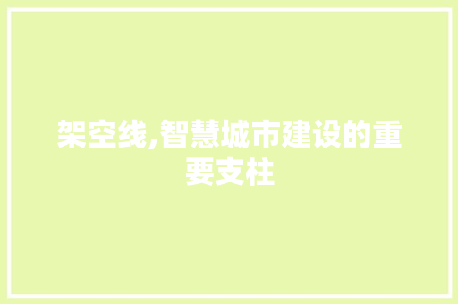 架空线,智慧城市建设的重要支柱