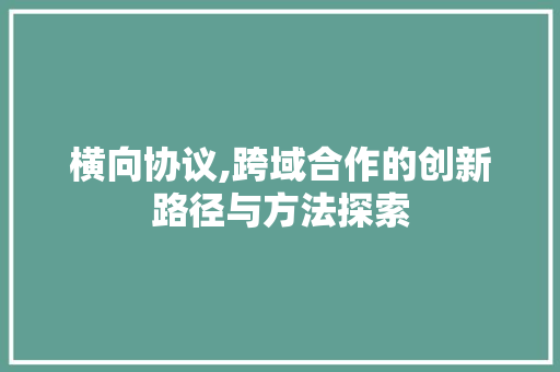 横向协议,跨域合作的创新路径与方法探索